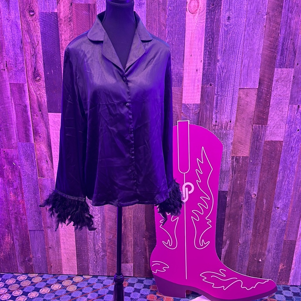 Black Bell Sleeve V-Neck Blouse